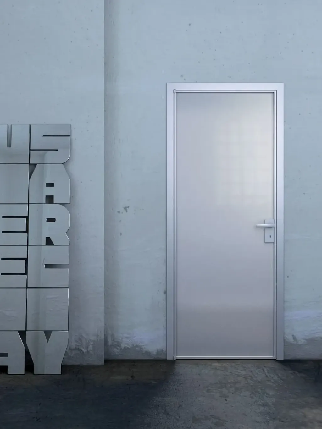 Innendrehtür mit beschichtetem Aluminiumrahmen