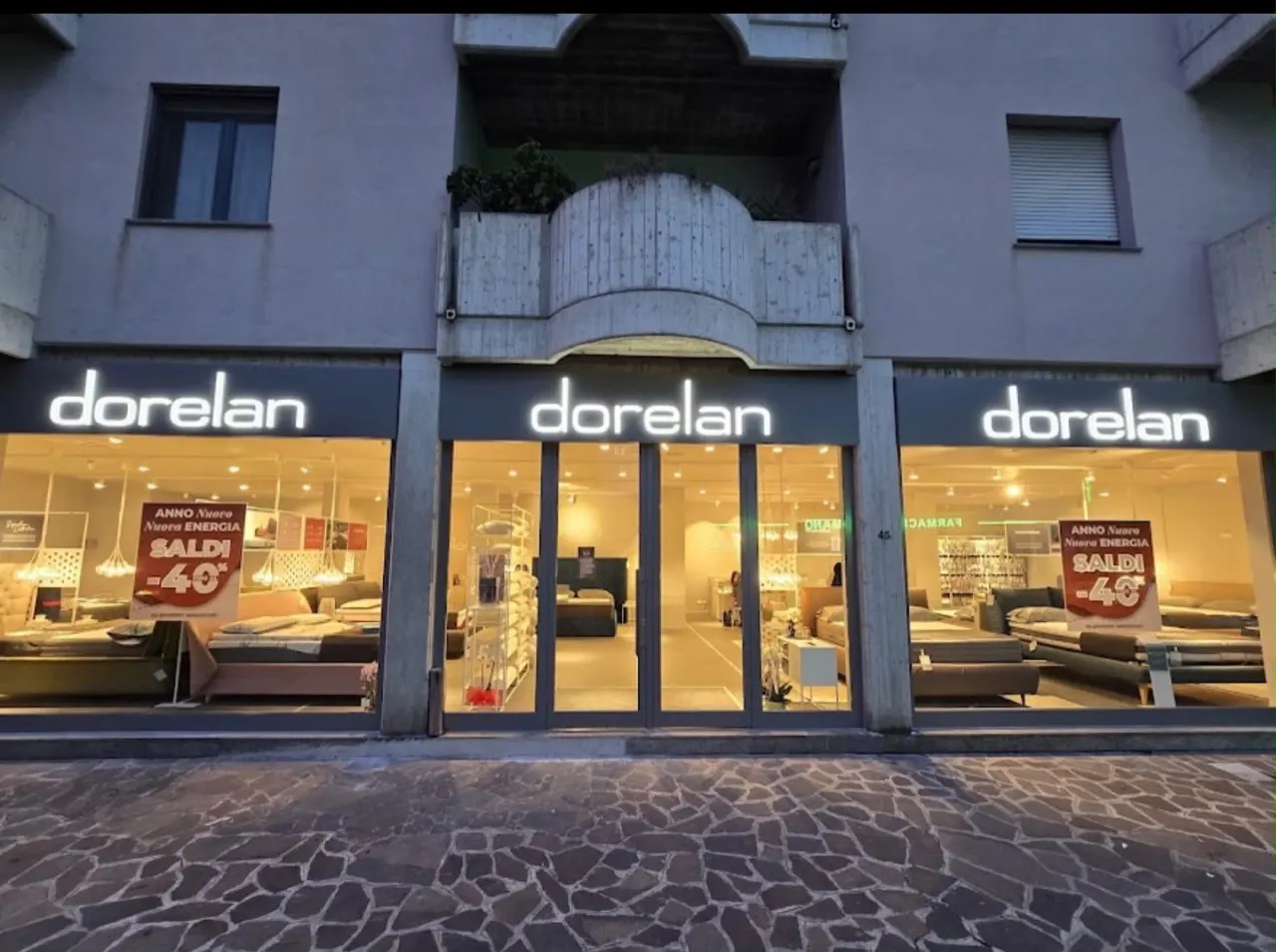 The same unit with the job finished, with the new shopfronts and the dark aluminium entrance doors